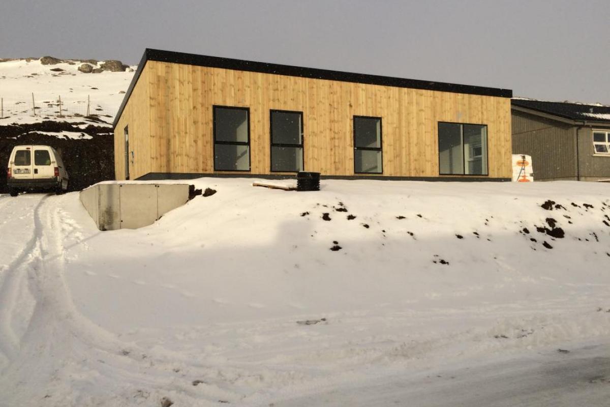 Billedet viser et af de bæredygtige hus fra Secher